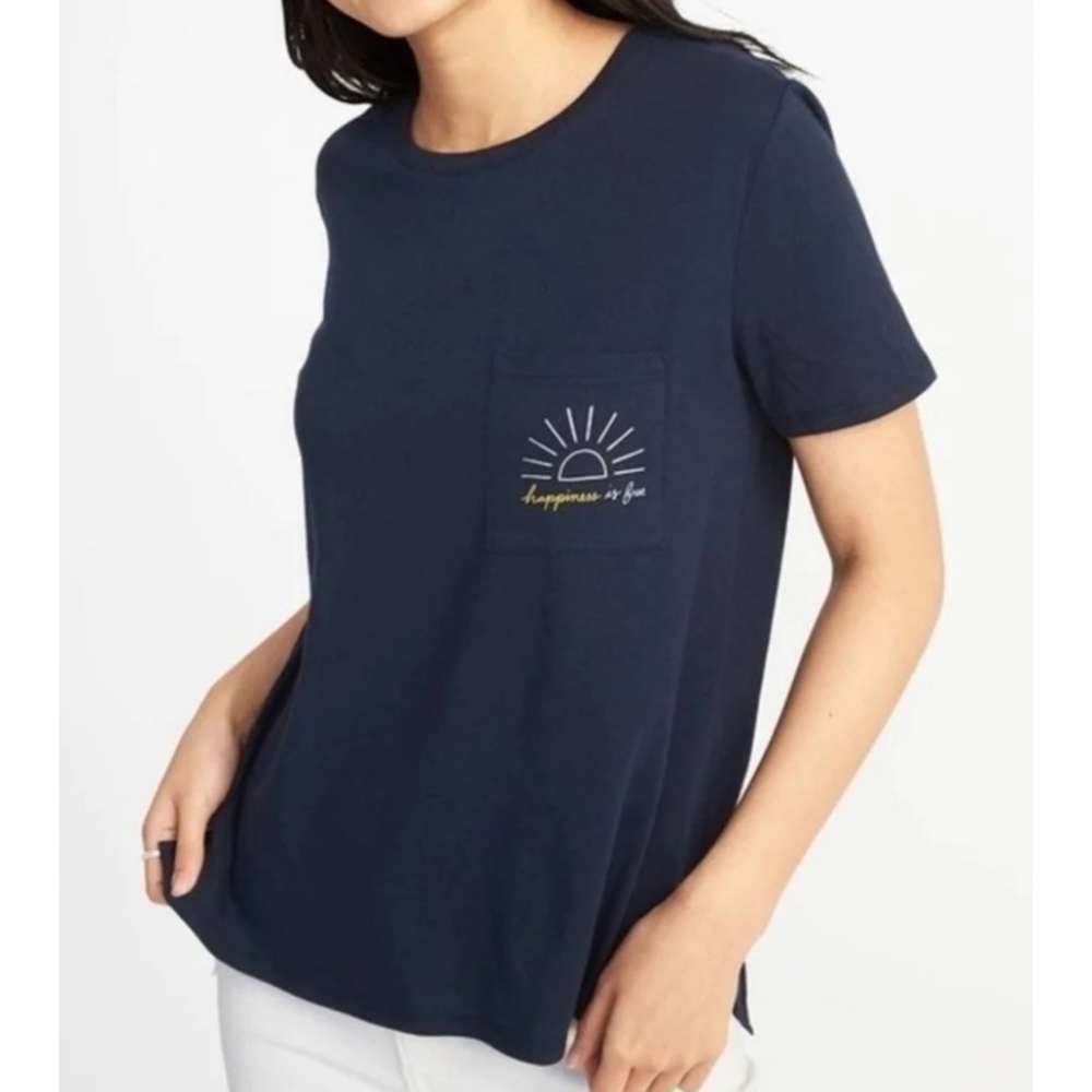Old Navy Happiness is Free Boyfriend Pocket Tee  Navy Size XL